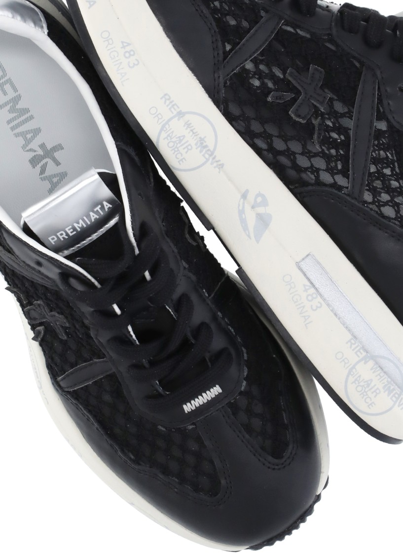 Premiata Mesh Panel Sneakers Metallic Accent