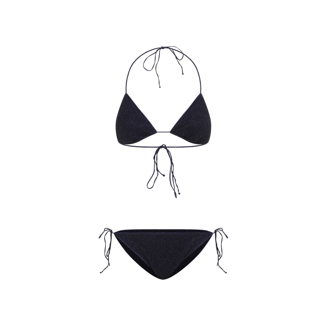 Shop Oseree Oséree Shimmering Halterneck Bikini With Low-rise Bottoms In Black