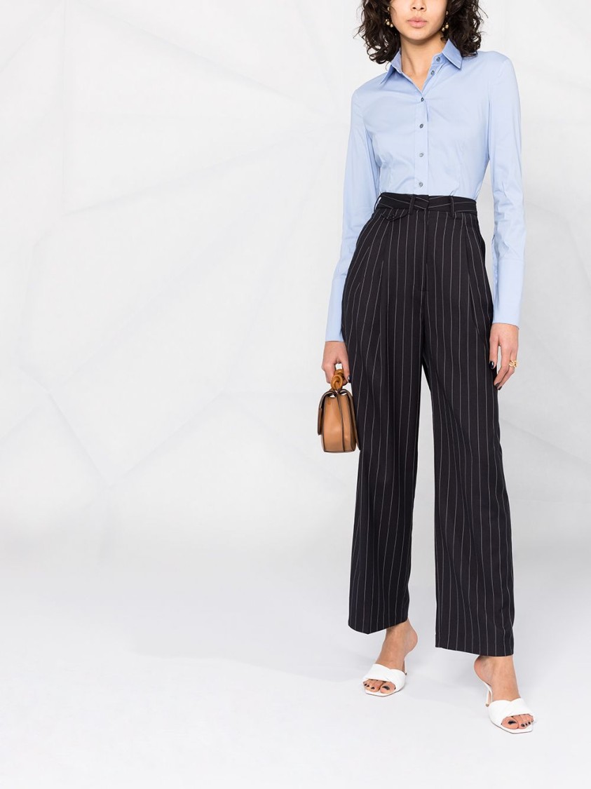 Patrizia Pepe Tailored Blue Shirt With Pointed Collar In Blue