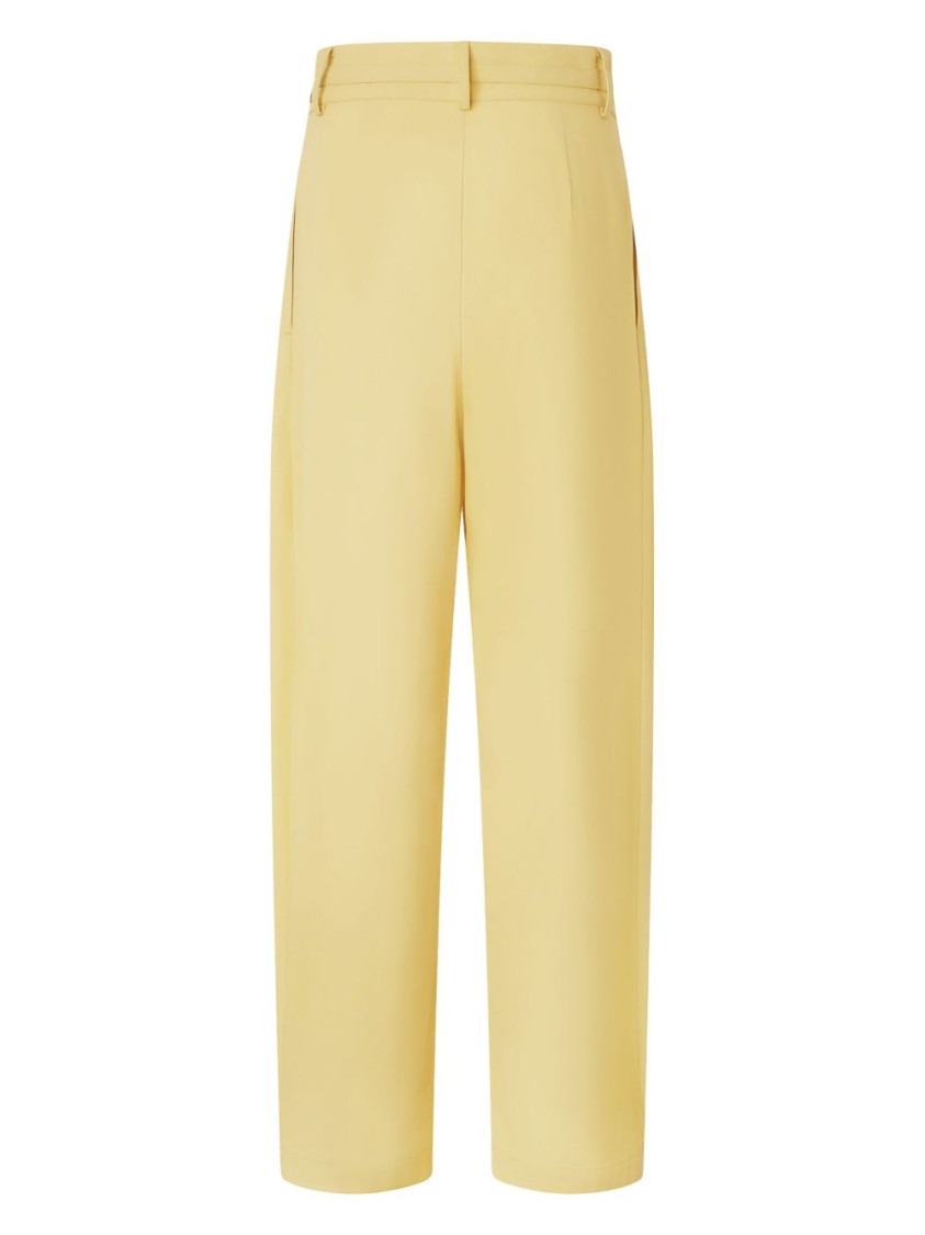 Pinko Belted Butter Yellow Trouser With Layered Details In Yellow