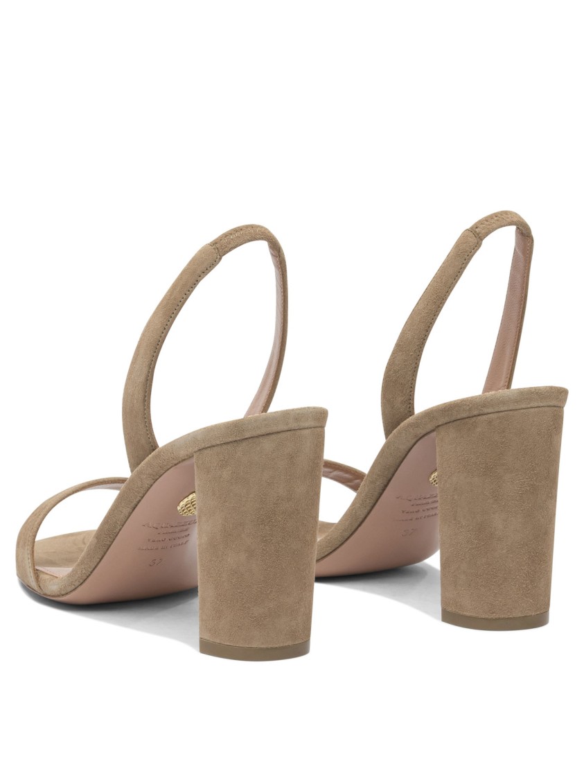 Aquazzura Block Heel Sandals With Slingback Strap In Brown
