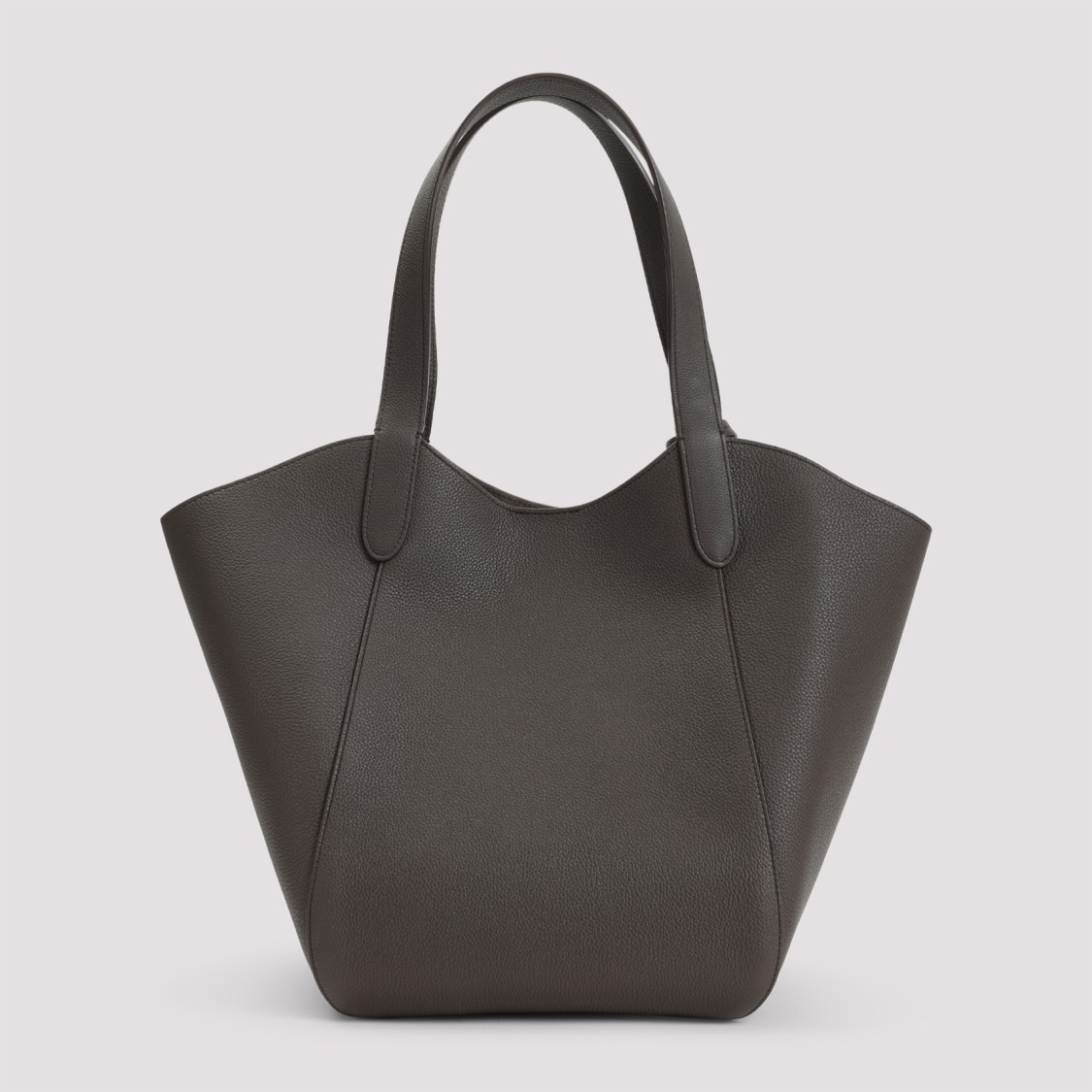 Giorgio Armani Logo Stamp Grained Leather Shoulder Bag In Grey