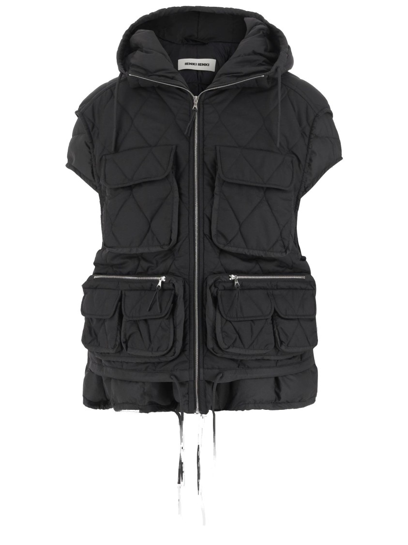 Ienki Ienki Nylon Padded Vest With Adjustable Hem In Black