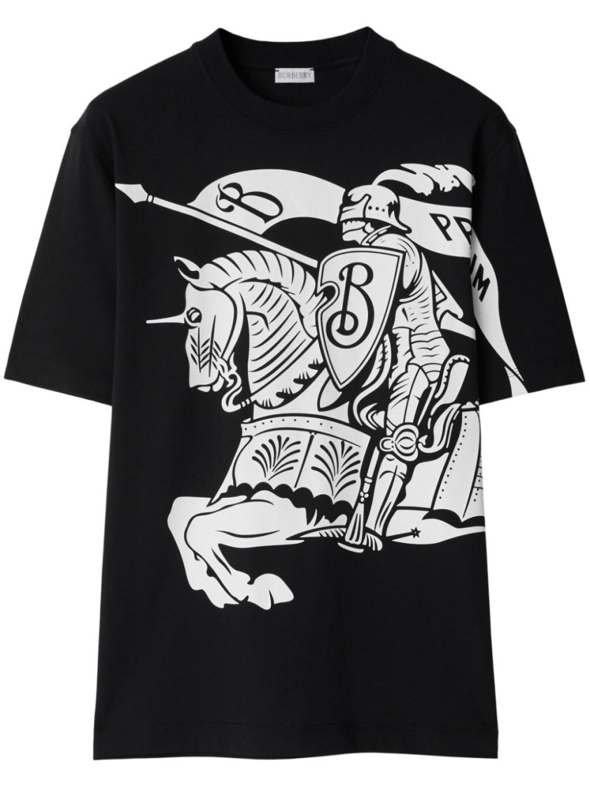 Shop Burberry Equestrian Knight Graphic T-shirt In Black