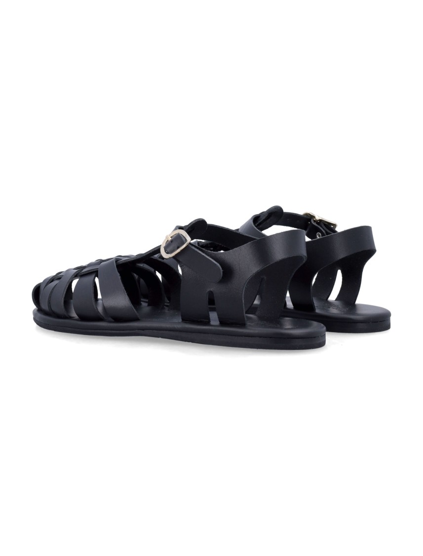 Ancient Greek Sandals Closed Toe Fisherman Style Flat Sandal In Black