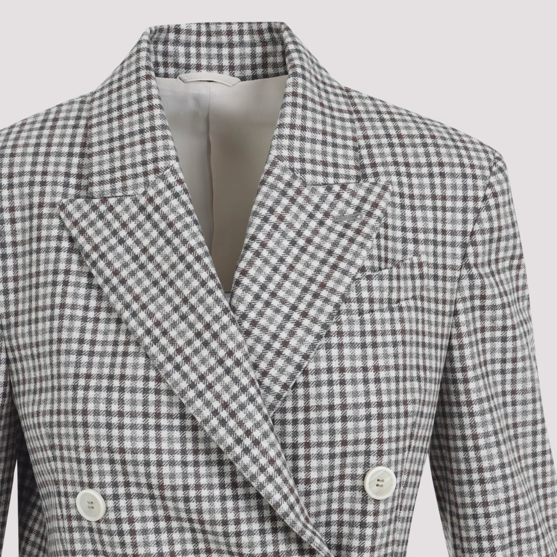 Brunello Cucinelli Double-breasted Virgin Wool Jacket With Check Pattern