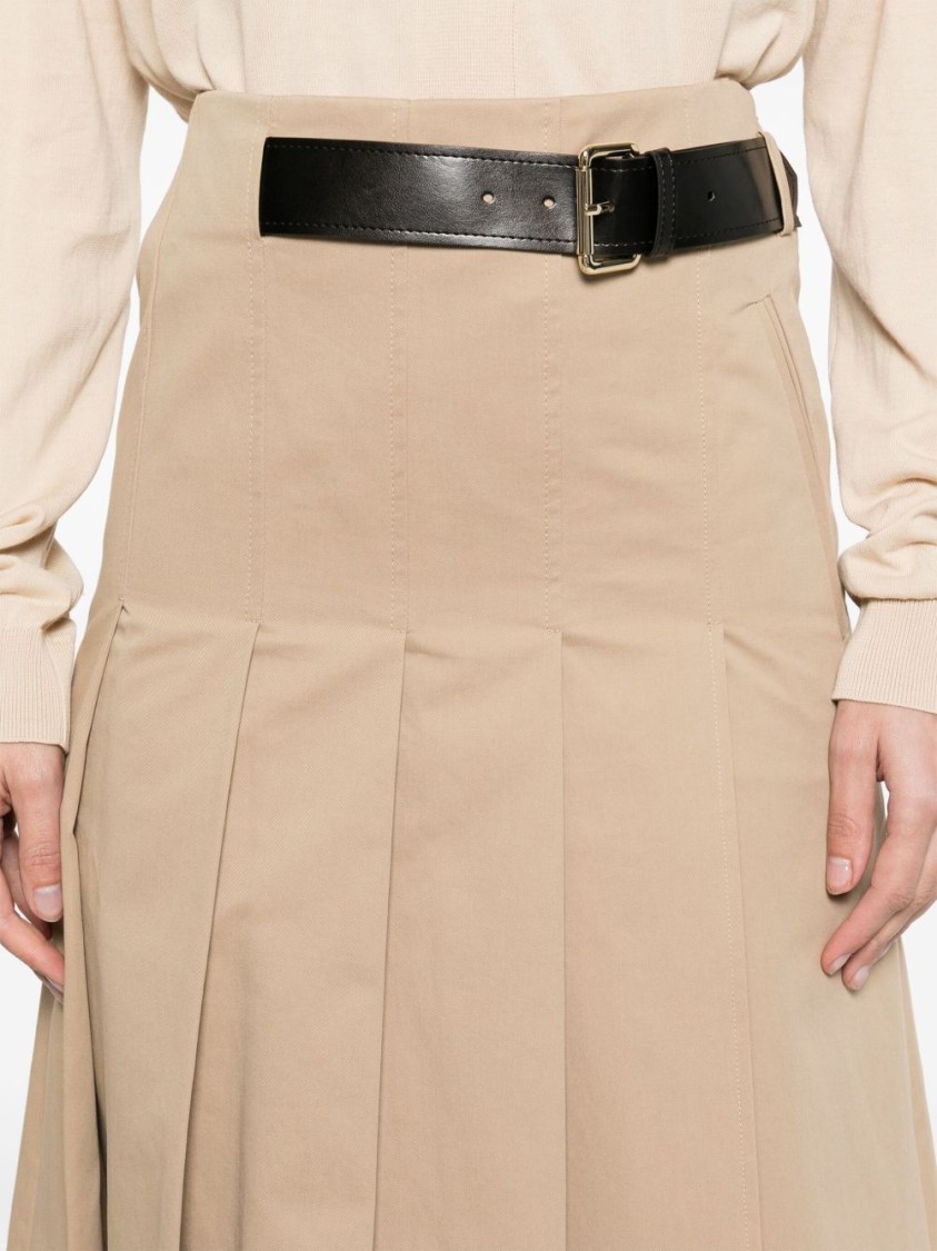 SEMICOUTURE SEMI COUTURE PLEATED HIGH-WAIST MIDI SKIRT WITH STRUCTURED BELT