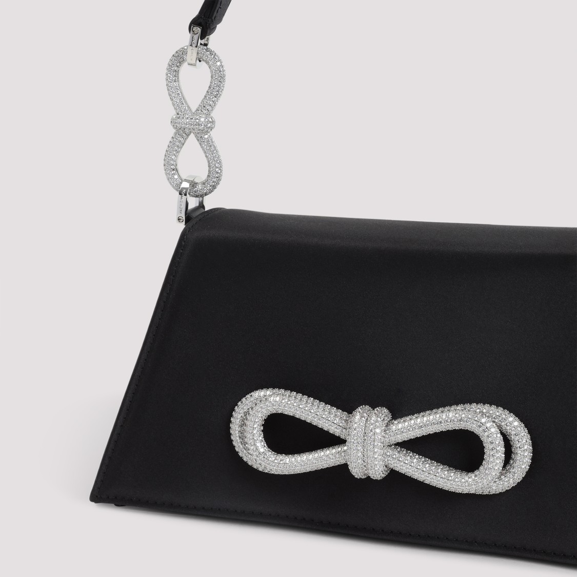 Mach&mach Mach & Mach Structured Silk Shoulder Bag With Bow Detail In Black