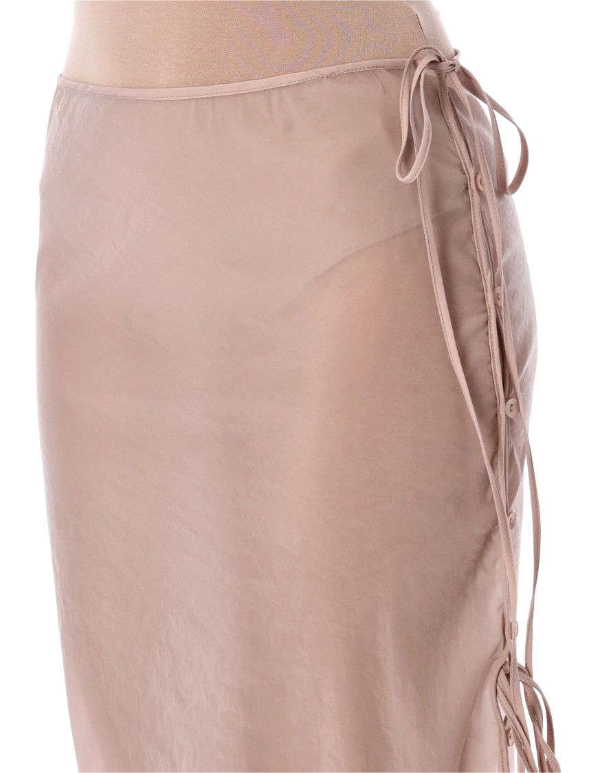 Shop Low Classic See-throught Button Loop Midi Skirt