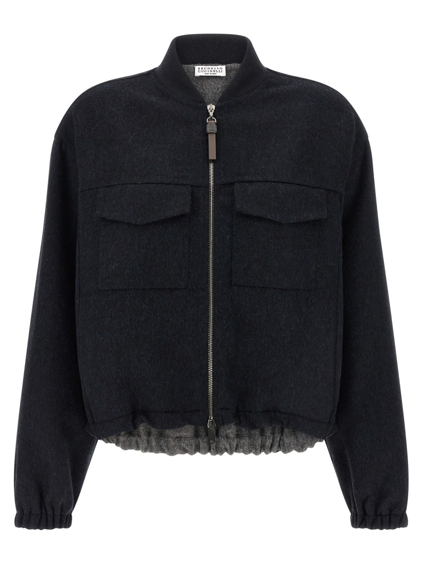 Brunello Cucinelli Shiny Zipper Pull' Bomber Jacket