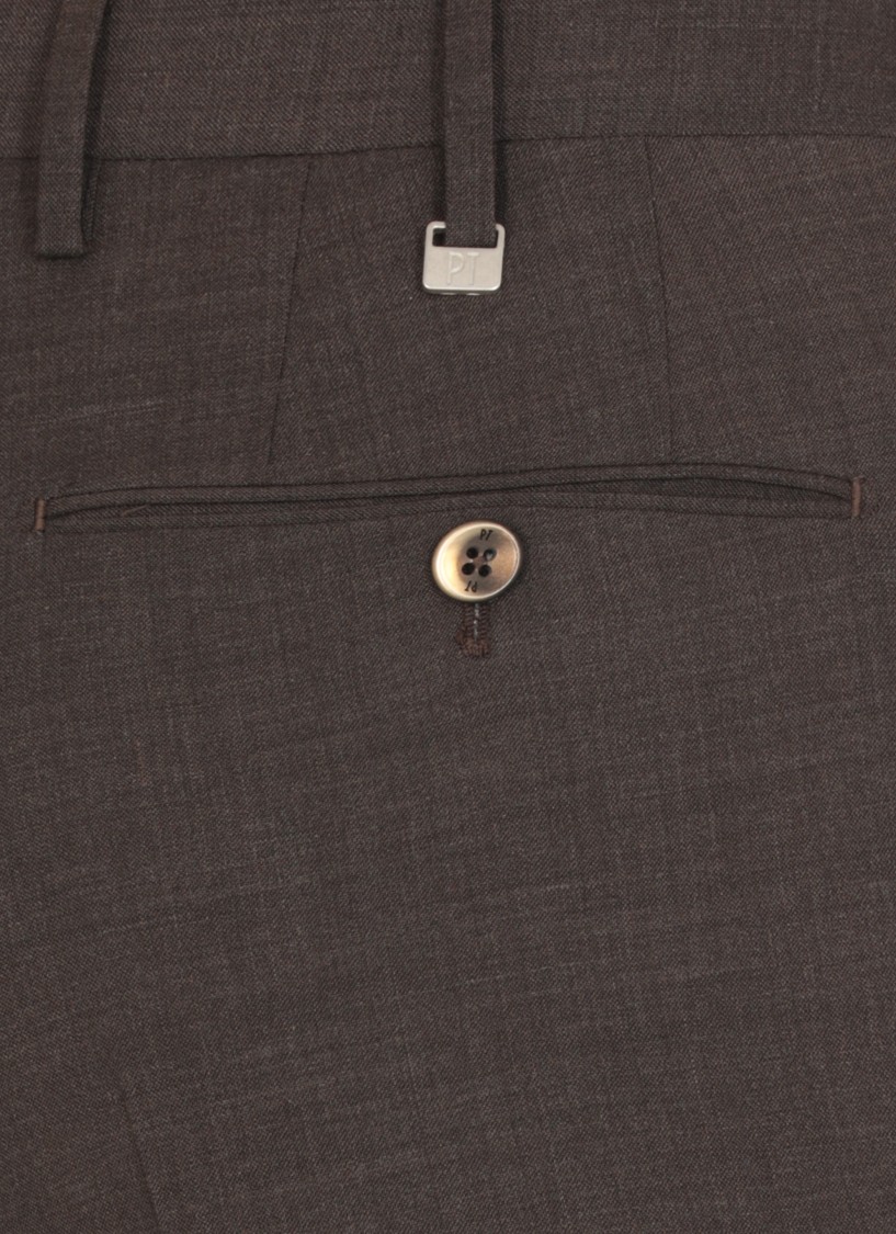 Pt Torino Taupe Colour Wool Trousers In Brown