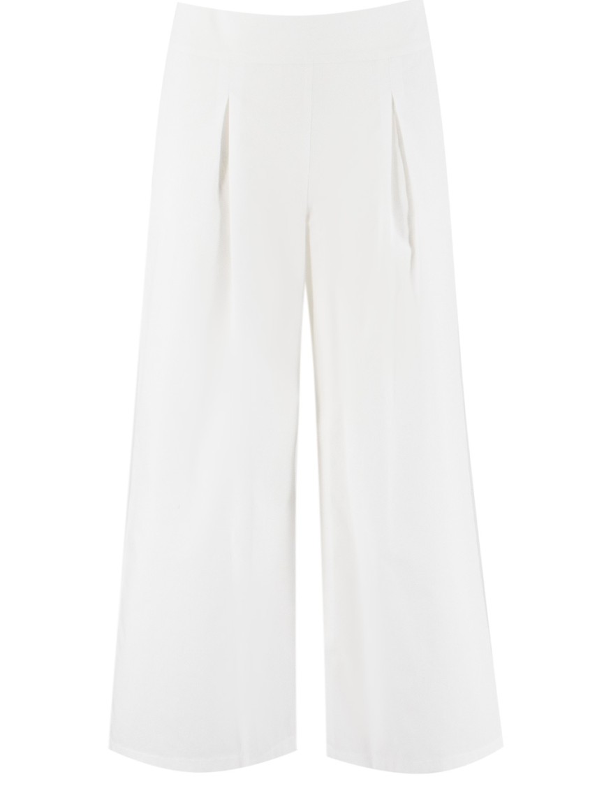 Ermanno Scervino Straight Wide-leg Trousers With Side Pleats In White