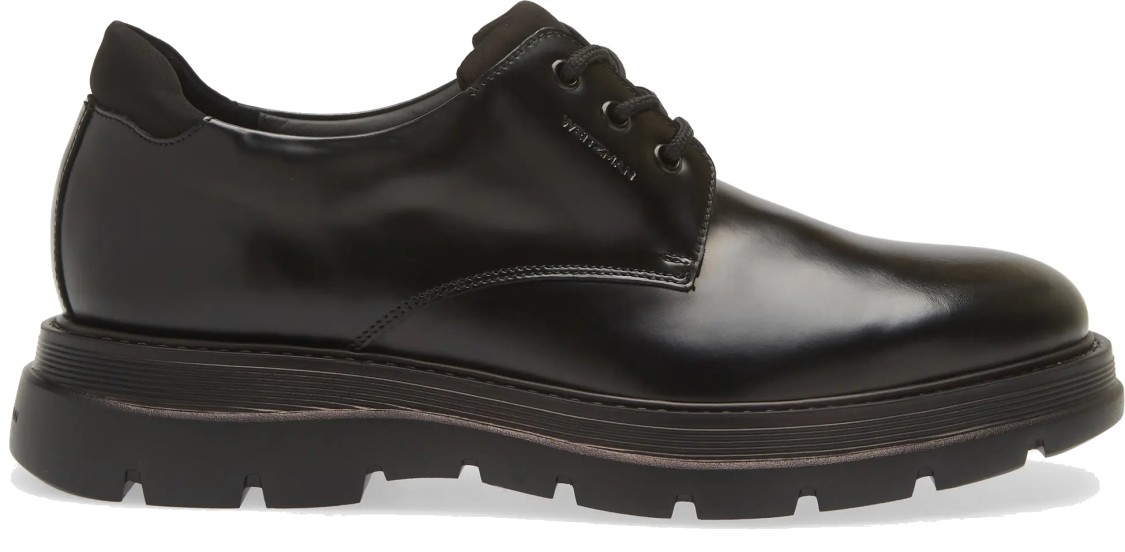 Stuart Weitzman Polished Lace-up Calf Leather Shoe In Black
