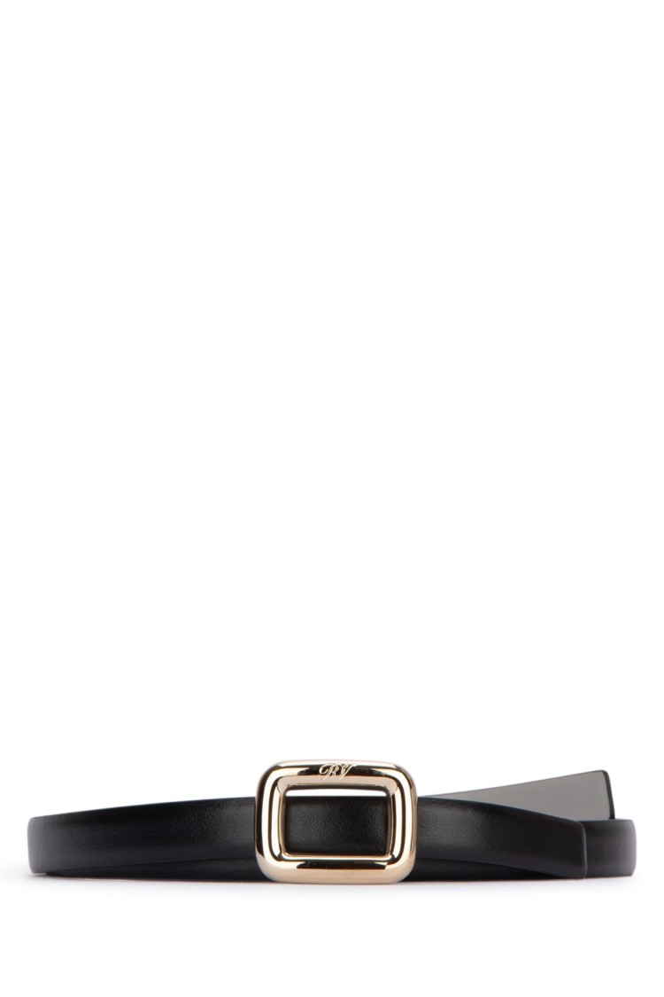 Roger Vivier Black Logo Buckle Belt In Black