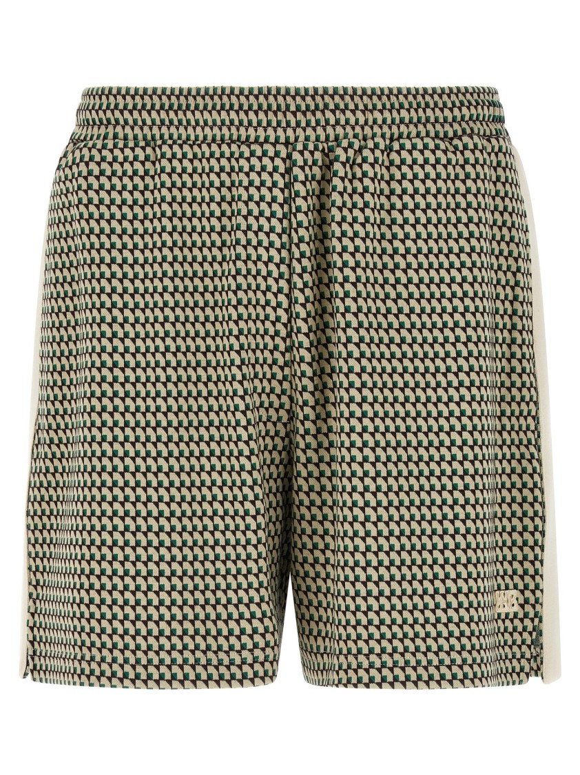 Wales Bonner 'dynamic Patterned Side Stripe Elastic Waistband Shorts' In Green