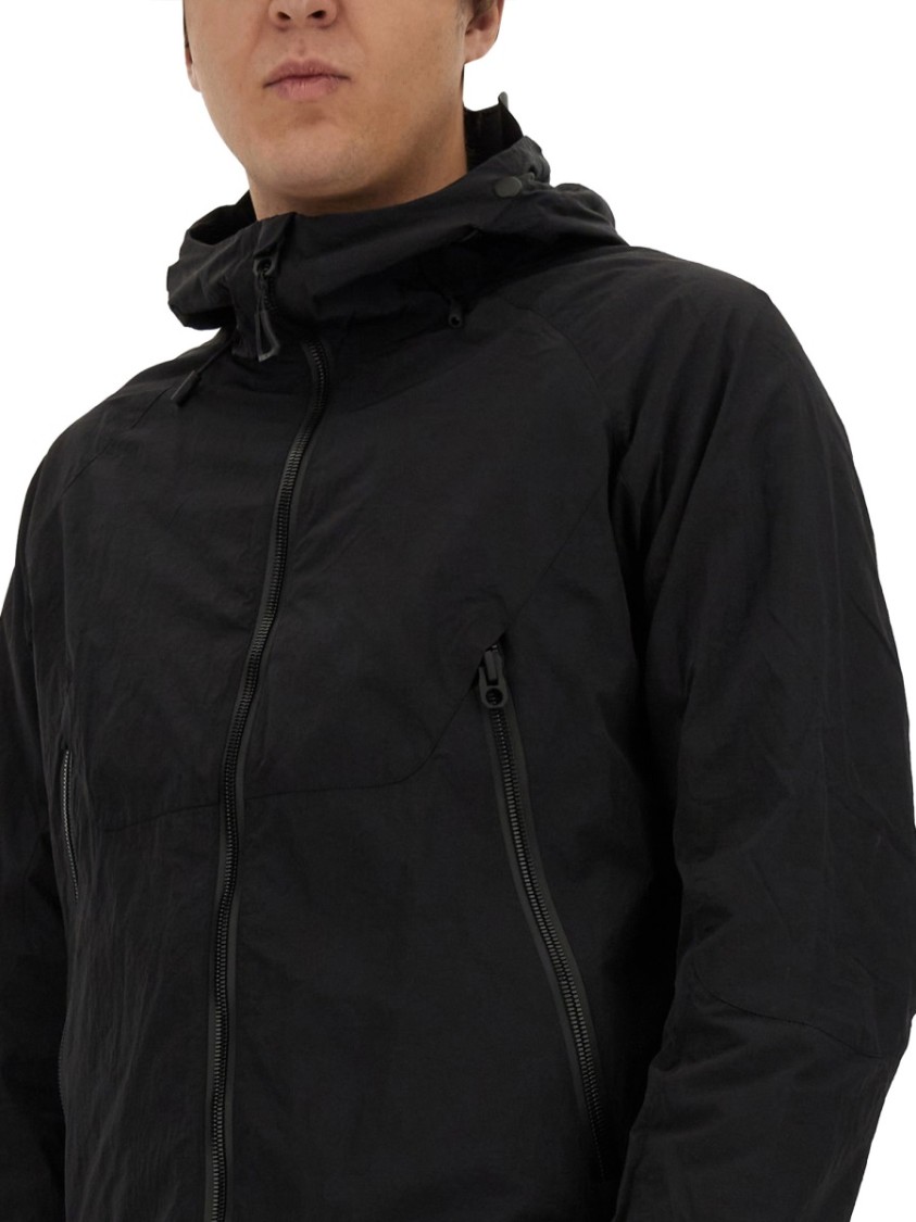Jg1 Textured Nylon Hooded Jacket In Black