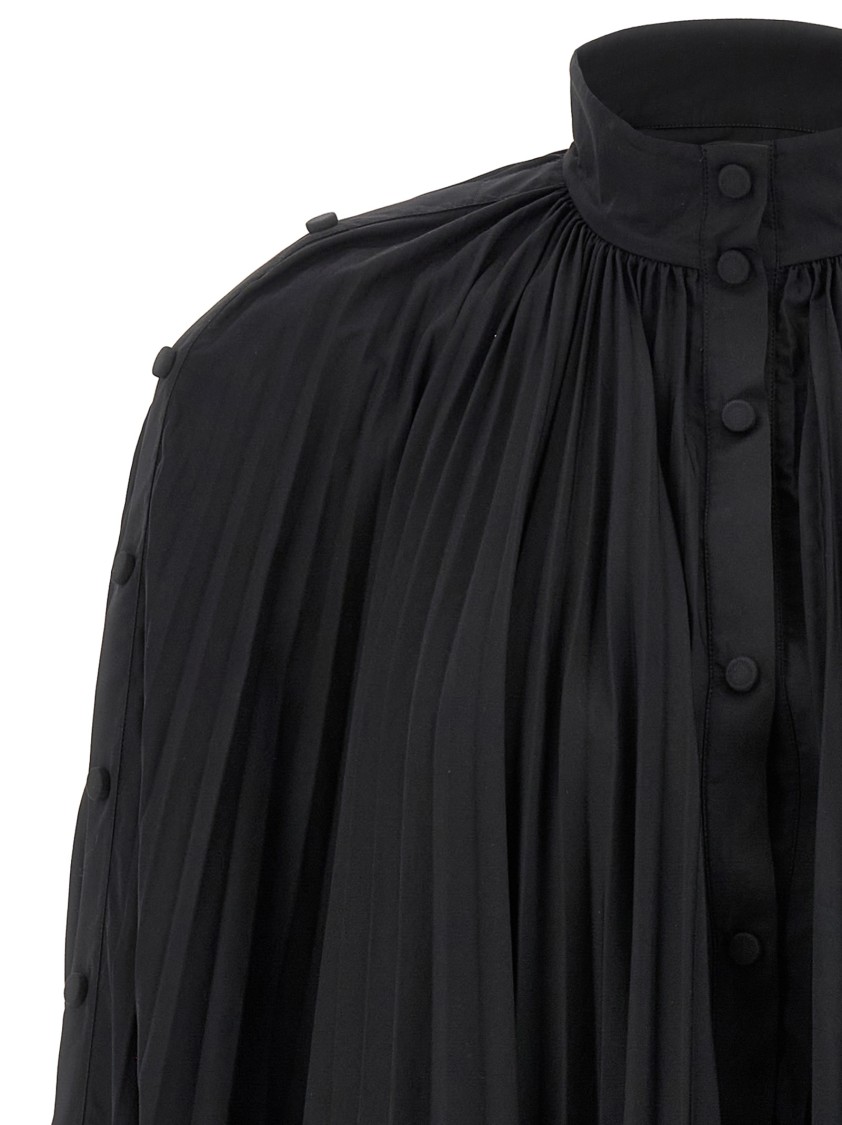Giovanni Bedin Black Pleated Cape Dress In Black