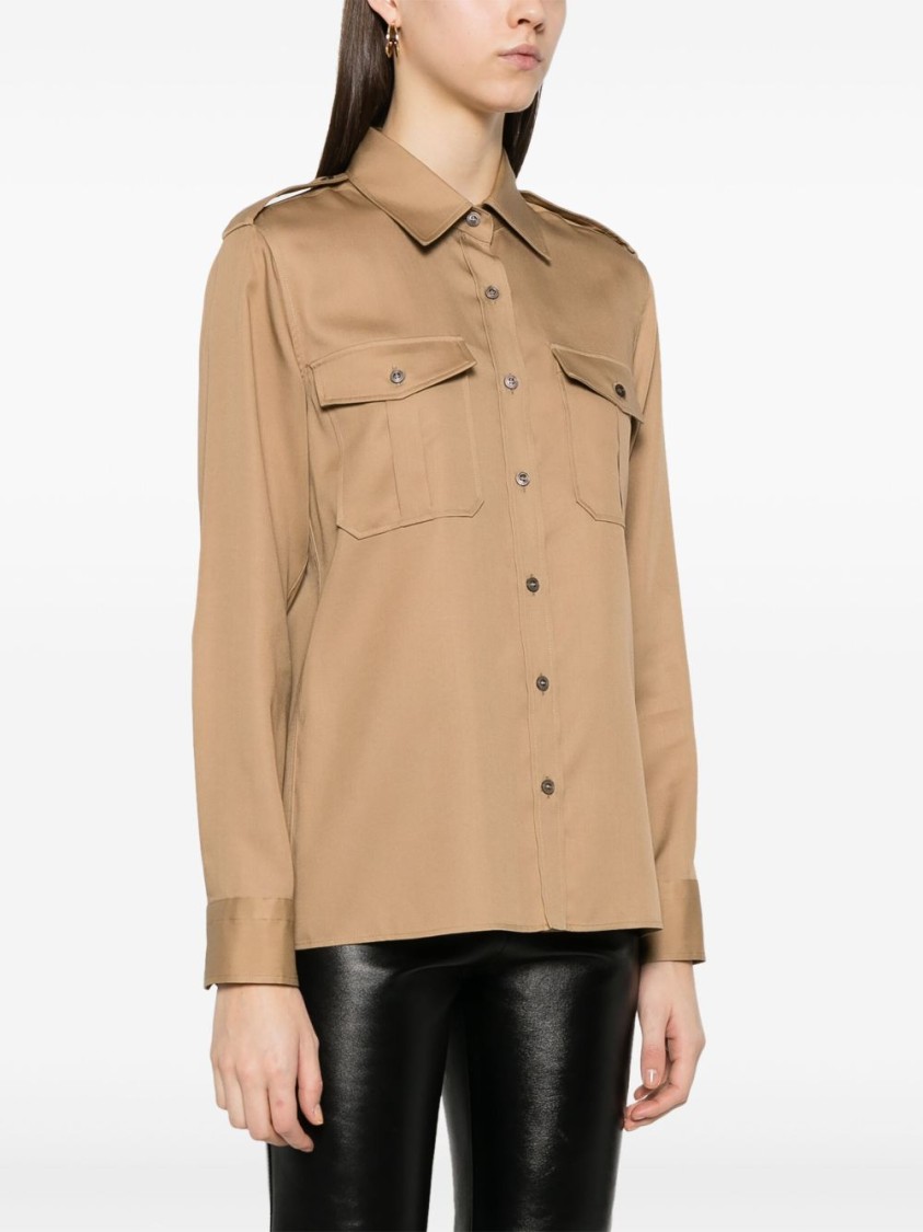 Tom Ford Tailored Yellow Shirt With Structured Collar In Brown