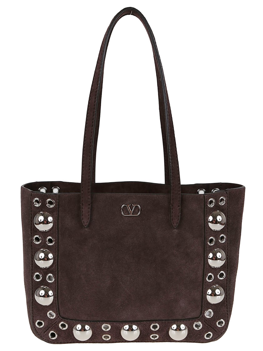 Valentino Garavani Nellcôte Mini Suede Tote Bag In Brown