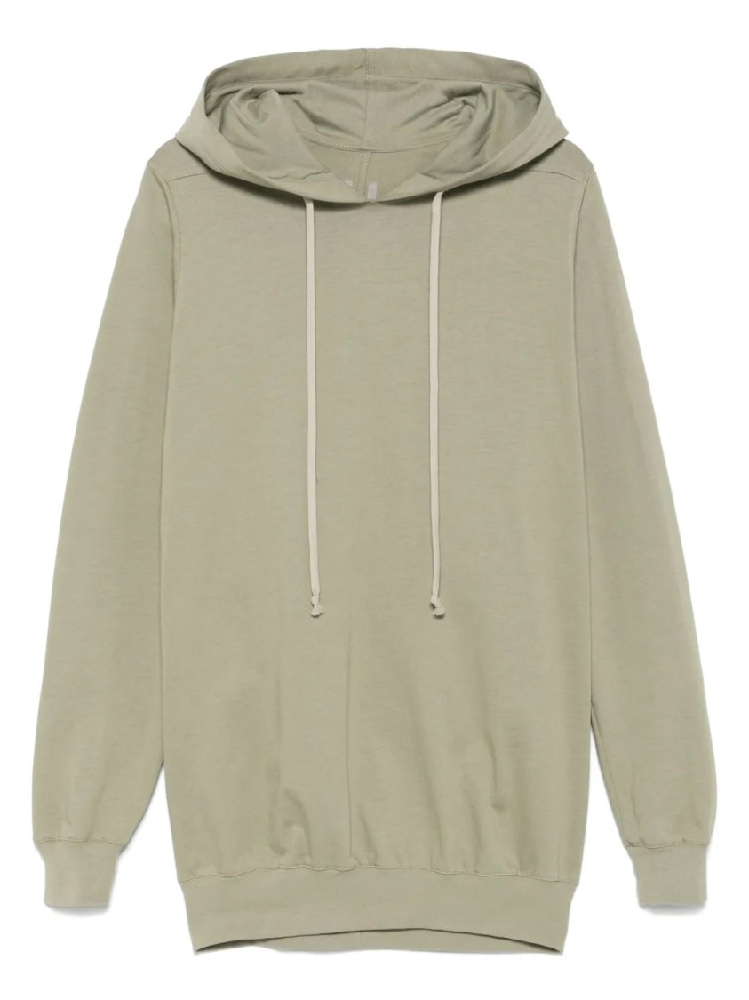 Rick Owens Relaxed-fit Green Hoodie With Drawstring Hood In Gray