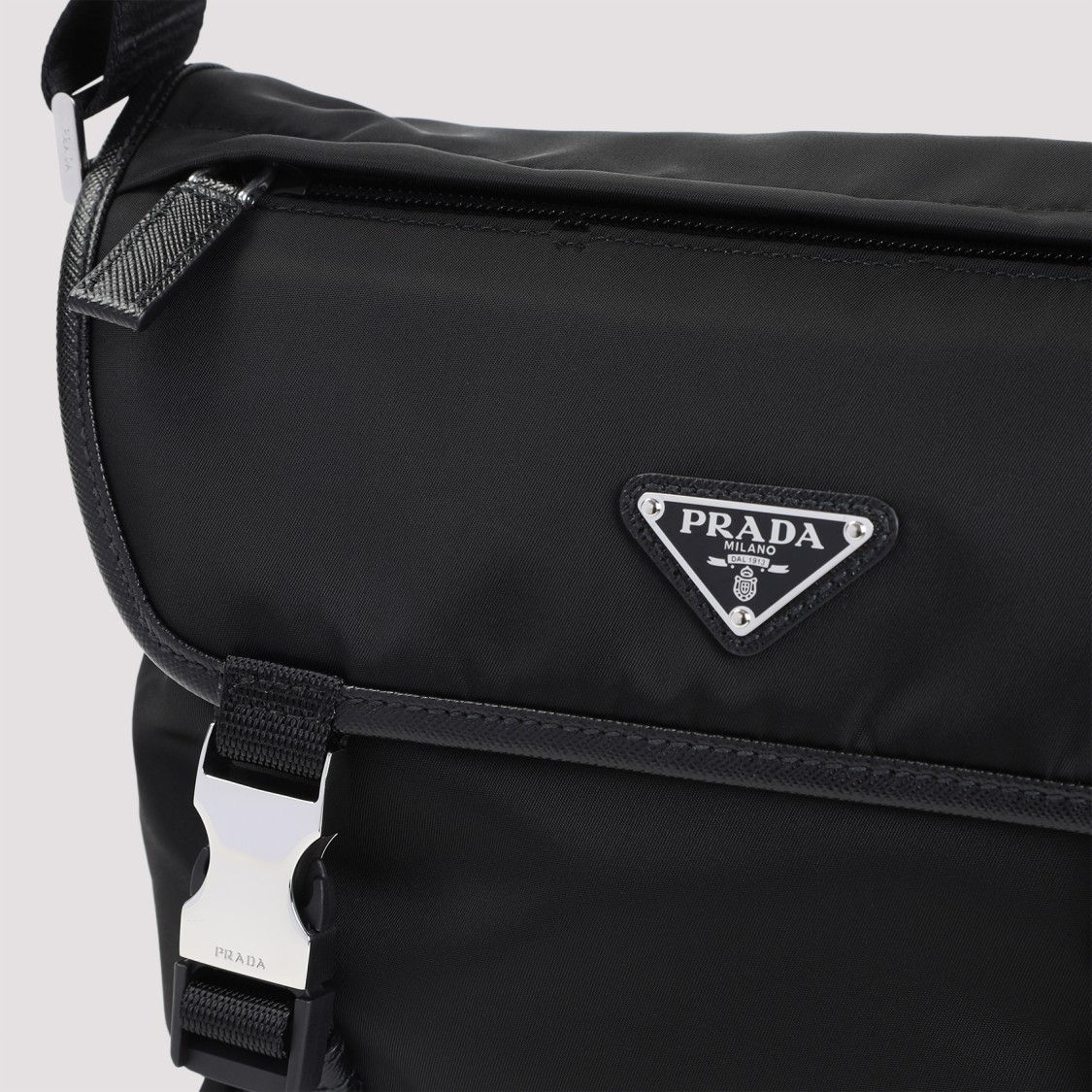 Prada Re-nylon And Saffiano Leather Shoulder Bag In Black