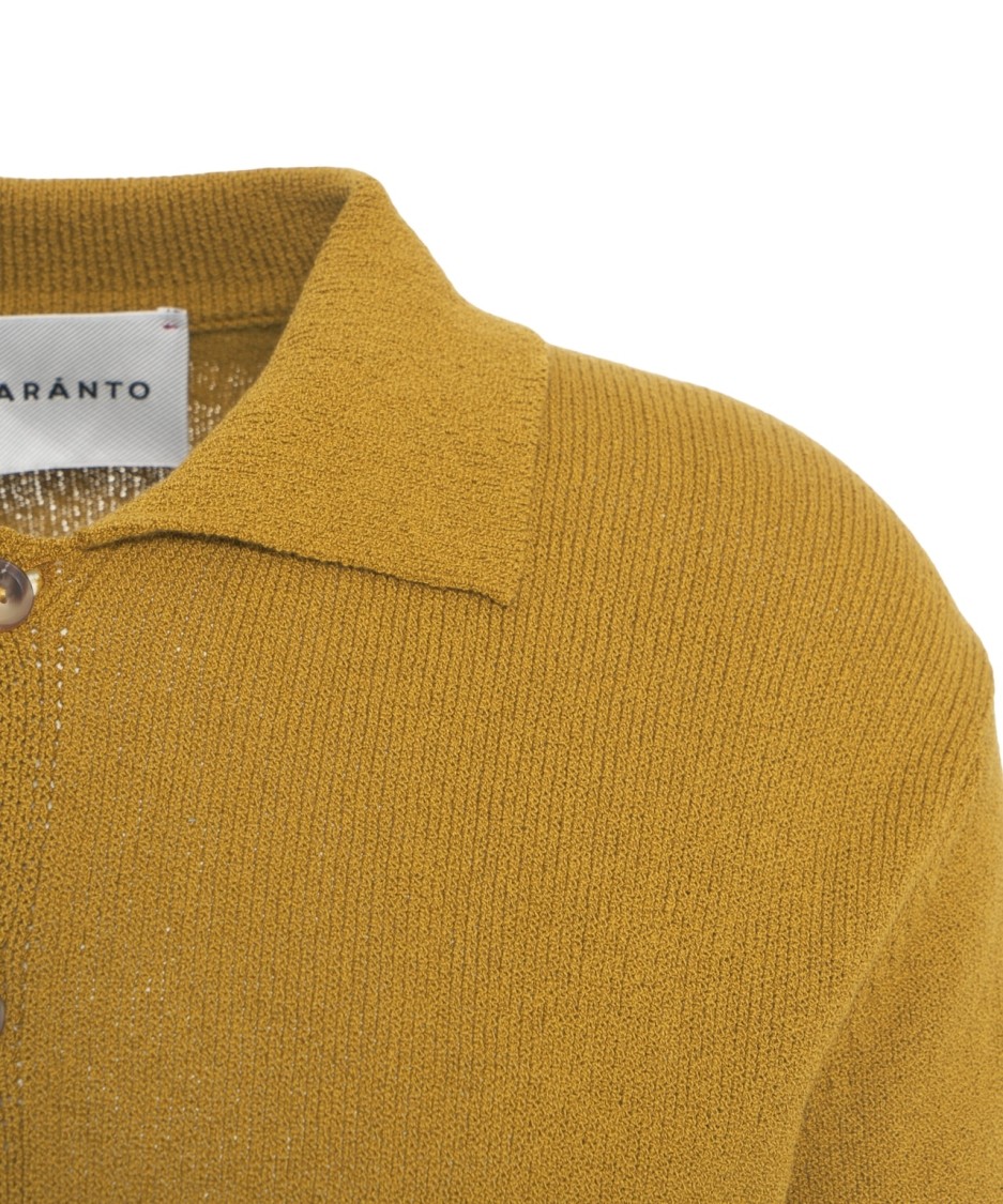 AMARANTO AMARANTO GOLDEN YELLOW CLASSIC COLLAR KNIT CARDIGAN 