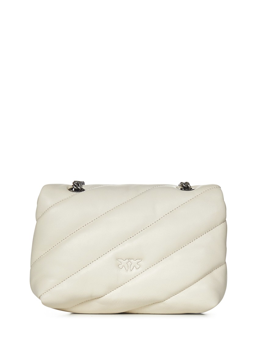 PINKO PINKO MINI SLANTED-QUILTED NAPPA BAG WITH LOGO BUCKLE AND CHAIN STRAP