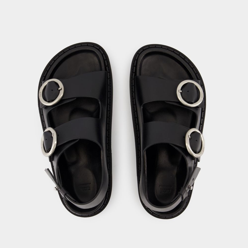 【関税込み】Fussbet Sandals - AMI Paris - Leather - Black Ami Alexandre Mattiussi Ami Fussbet Sandals - Leather