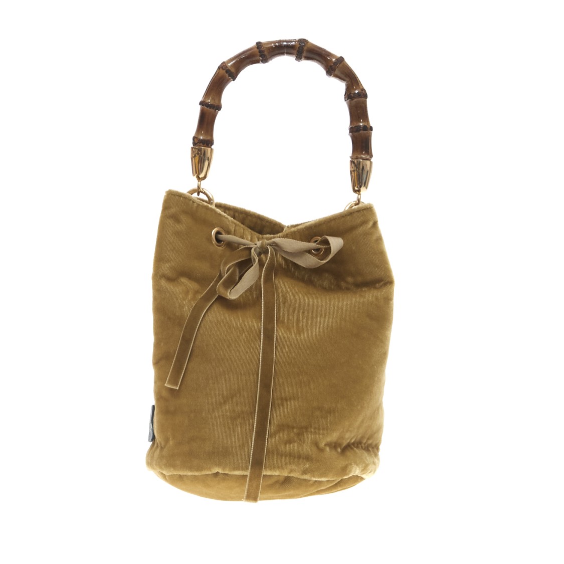 Chica Ocher Velvet Bucket Bag