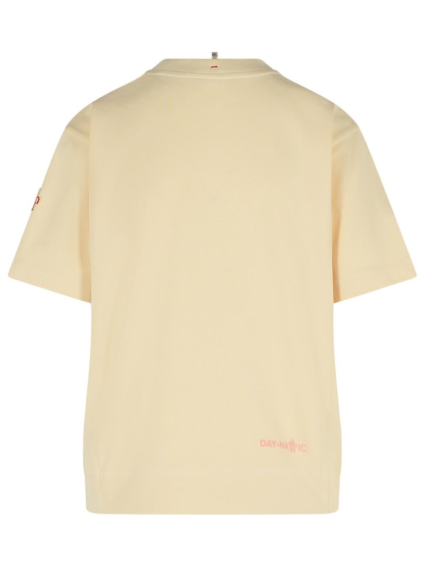 Moncler Grenoble White T-shirt With Logo Printed On The Front And Logo Patch On The Sleeve In Cotton In Neutrals
