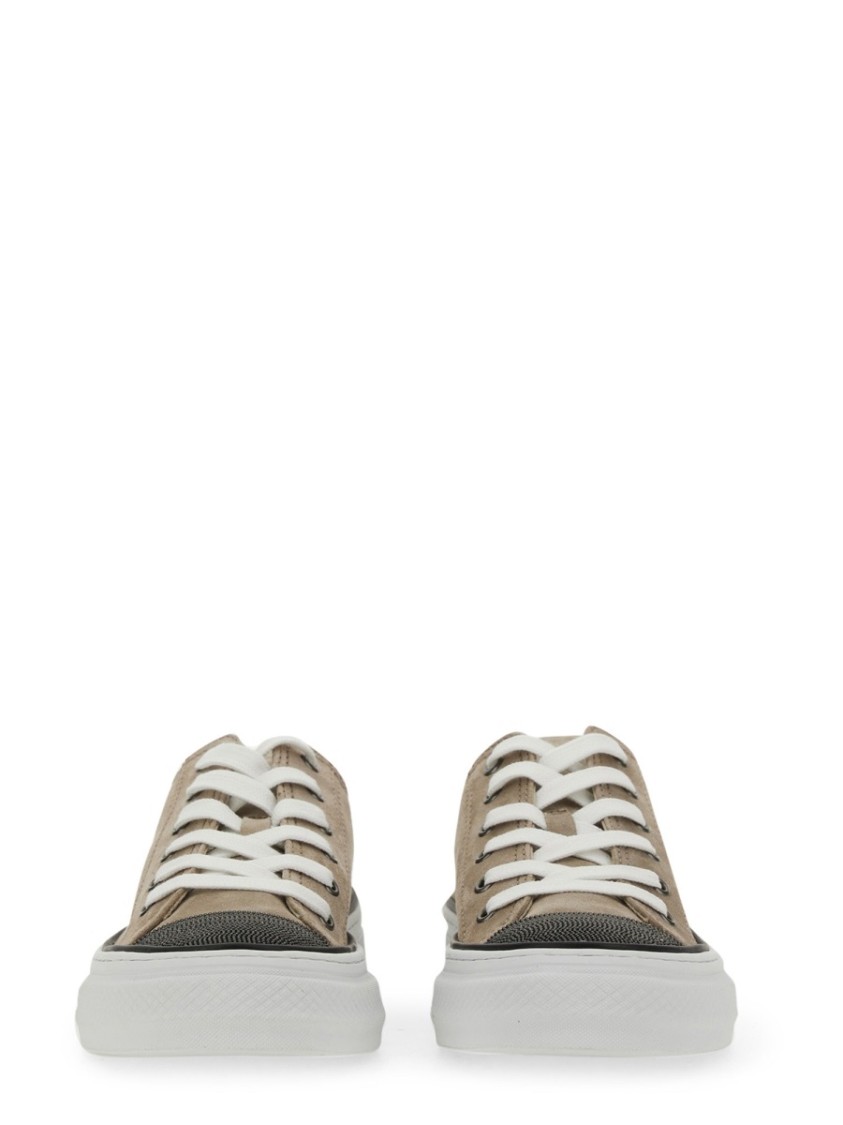 Brunello Cucinelli Sneaker With Precious Toe In Neutrals