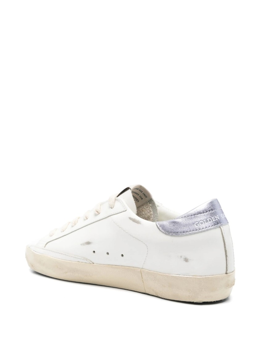 Golden Goose Super Star Leather Upper And Toe Glitter Star Laminated Heel In White