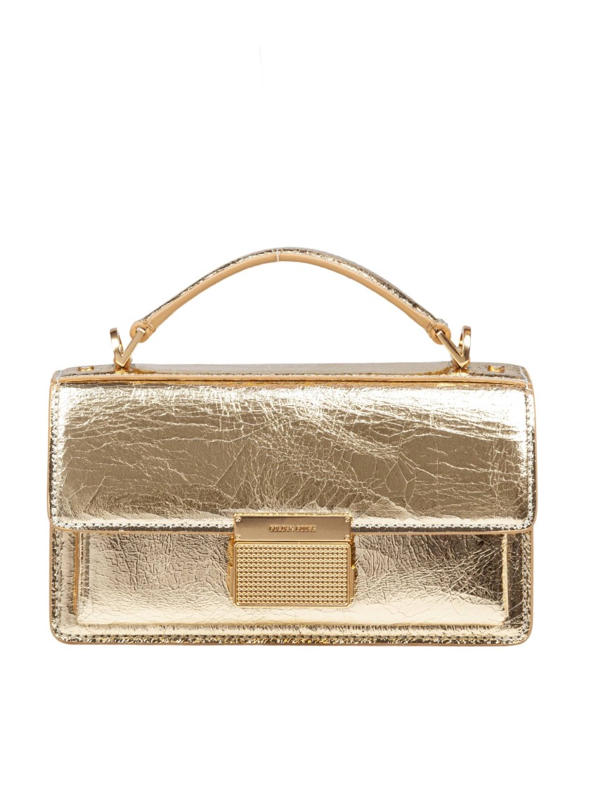 Golden Goose Venezia Small Shiny Wavy Leather Crossbody Bag In Gold