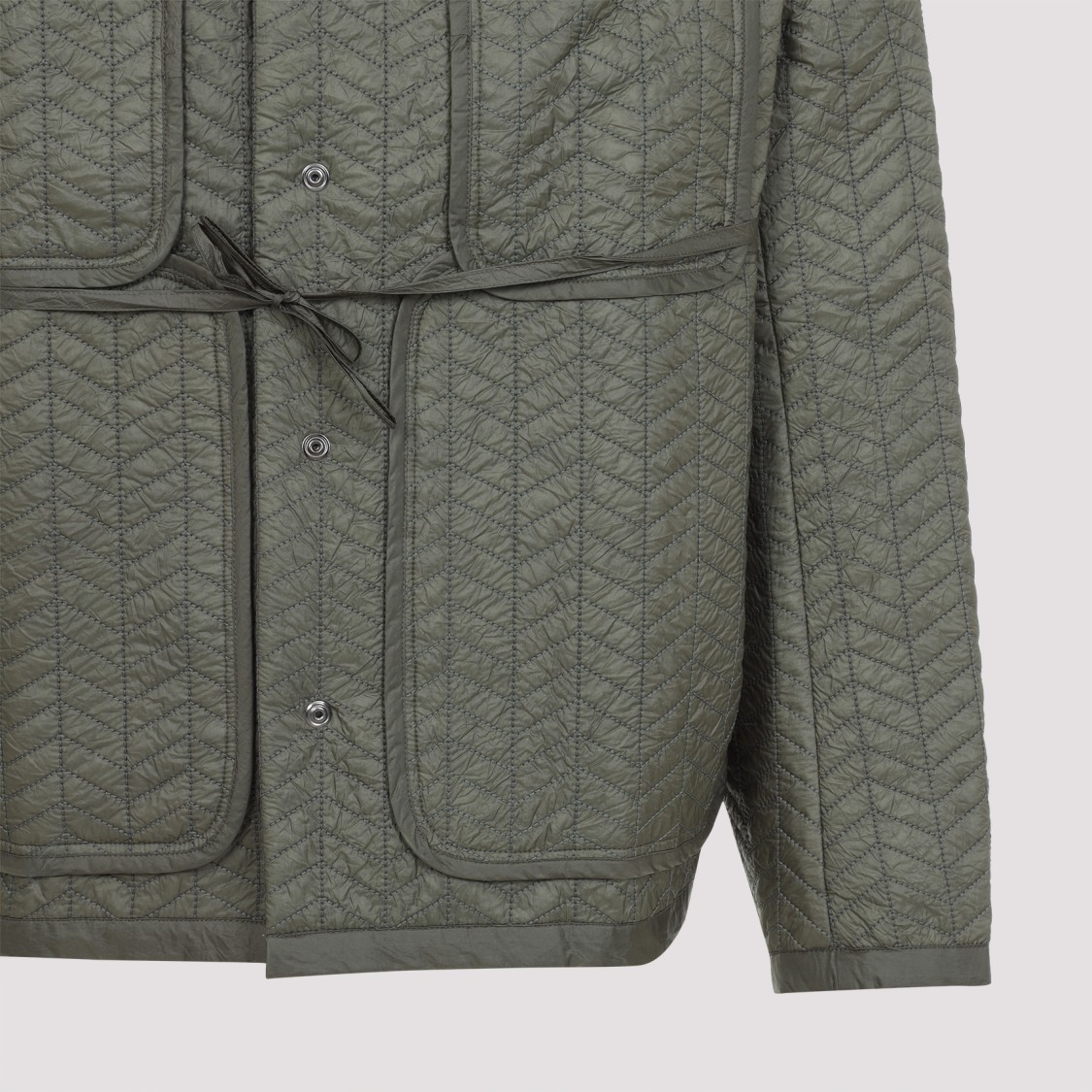 Craig Green Quilted Cotton Blend Jacket With Adjustable Drawstring In Green