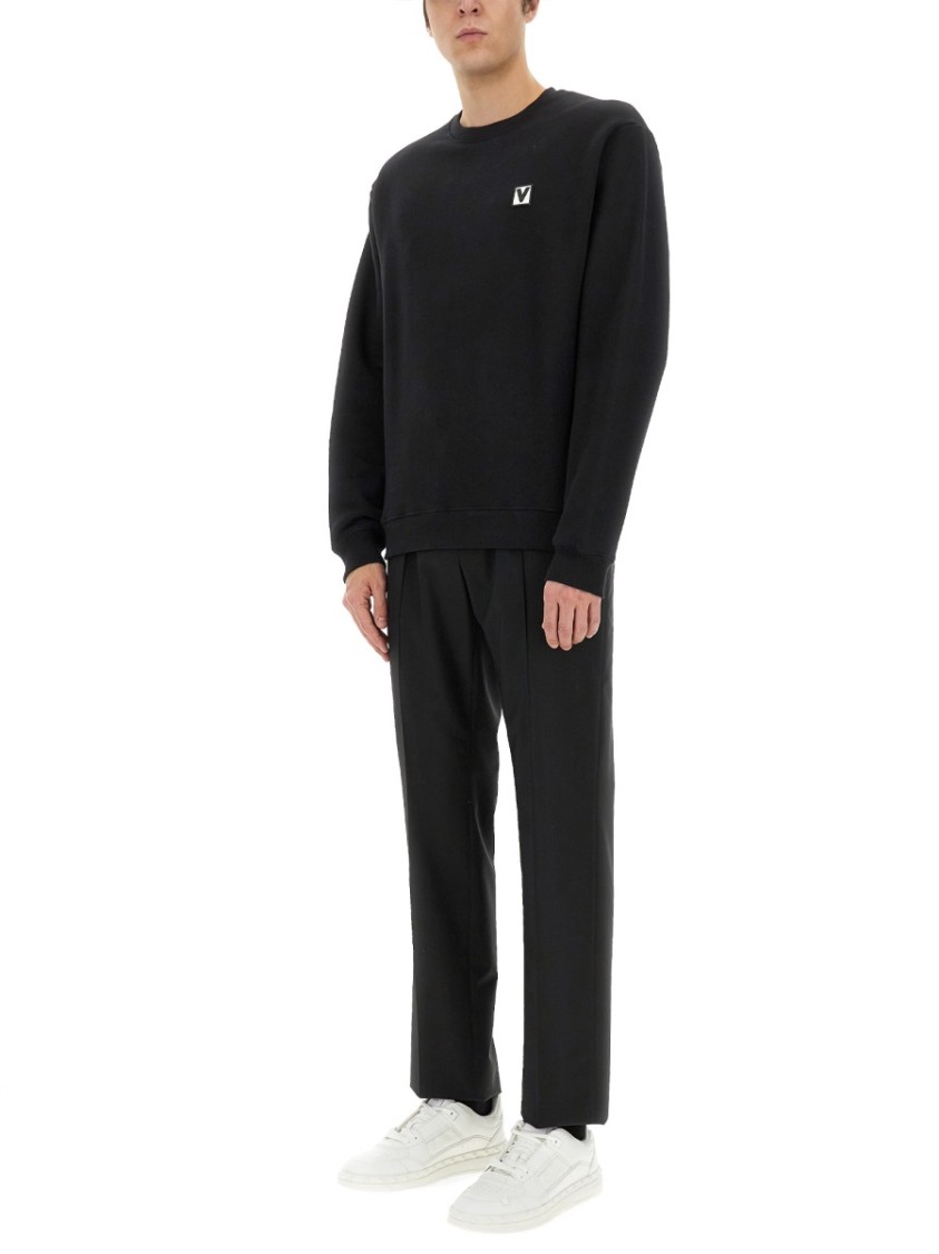 Shop Valentino Cotton Crewneck Sweatshirt With Patch