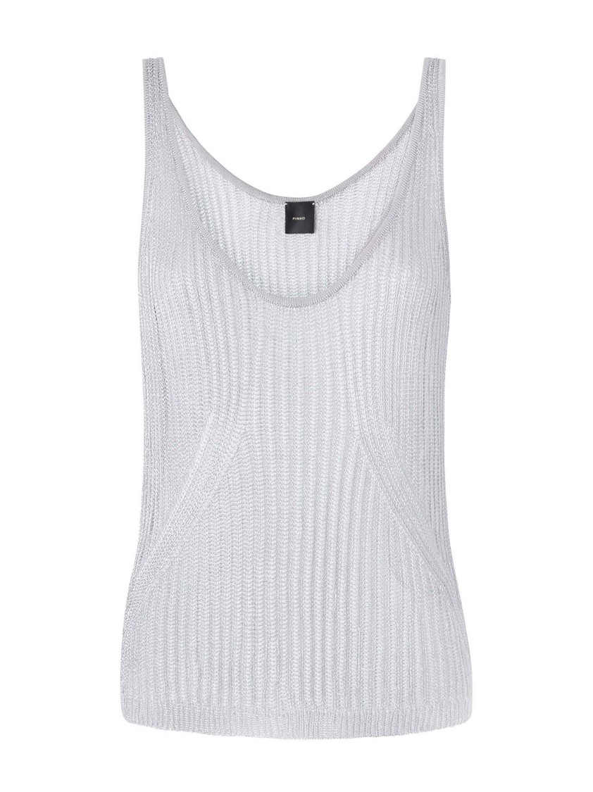 Shop Pinko Scoop Neck Sleeveless Grey Top