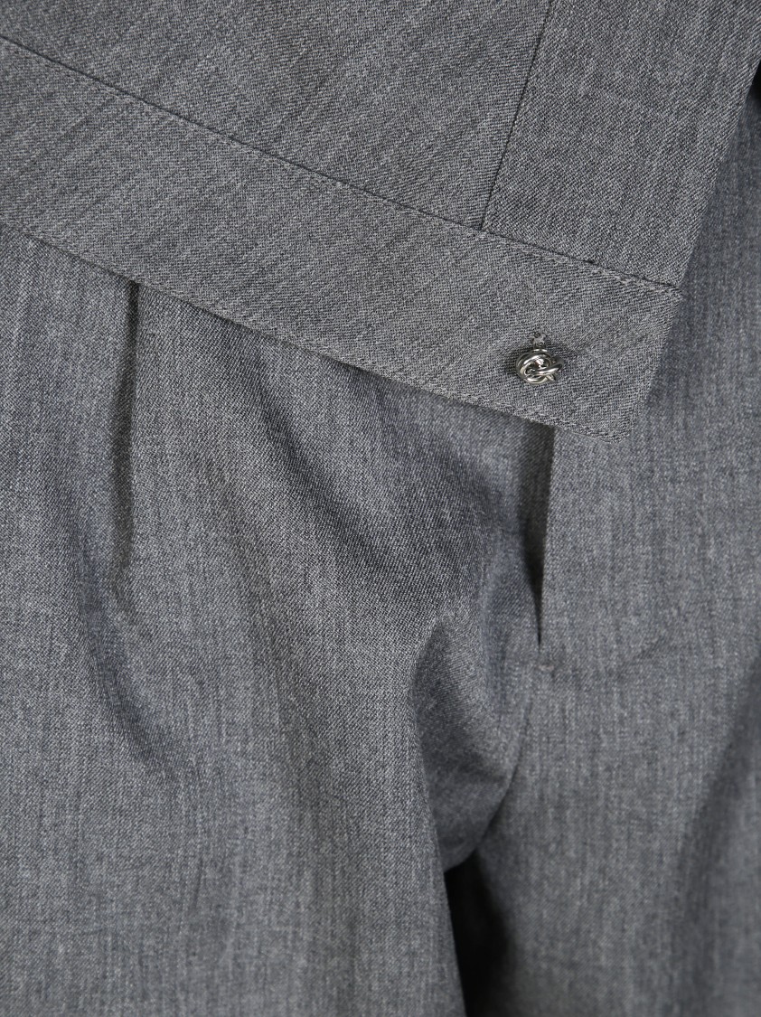 Jw Anderson J. W. Anderson Fold-over Design Grey Wool Trousers In Black