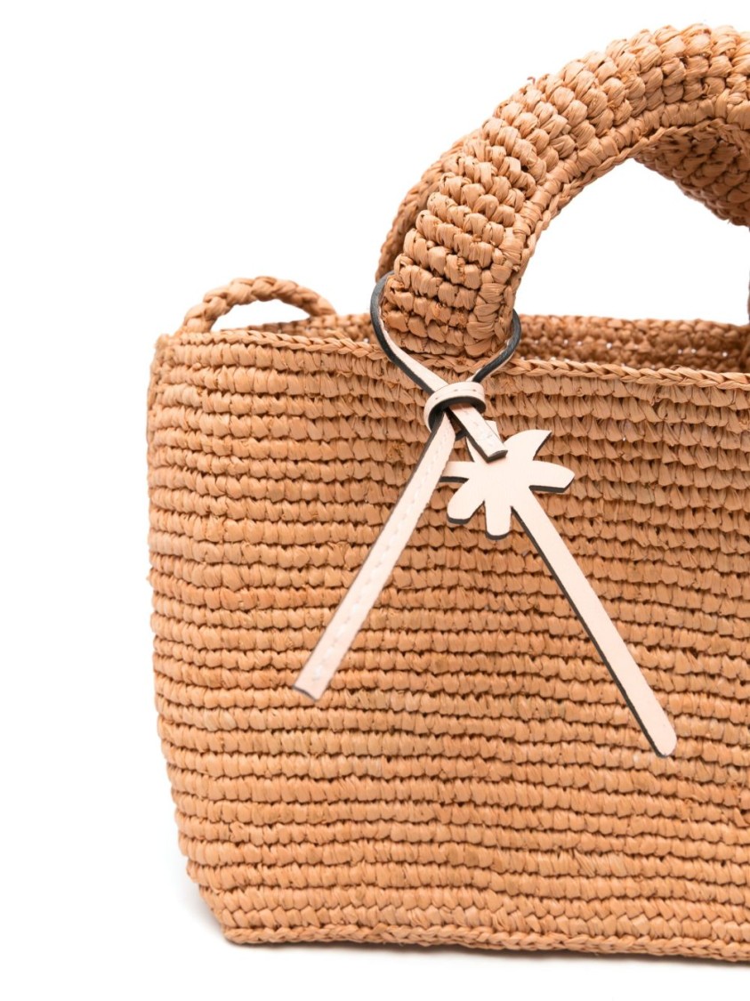 Manebi Textured Woven Orange Handbag In Neutral