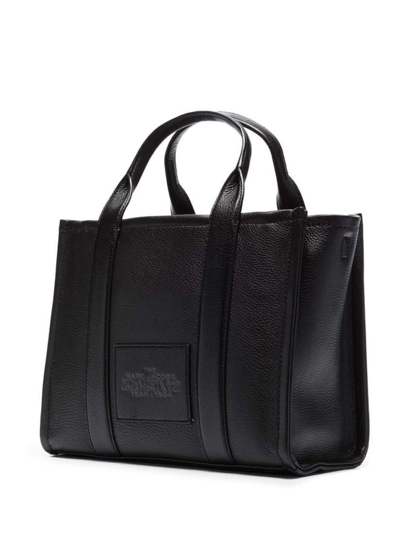 Marc Jacobs Structured Black Leather Handbag With Rounded Top Handles In Black