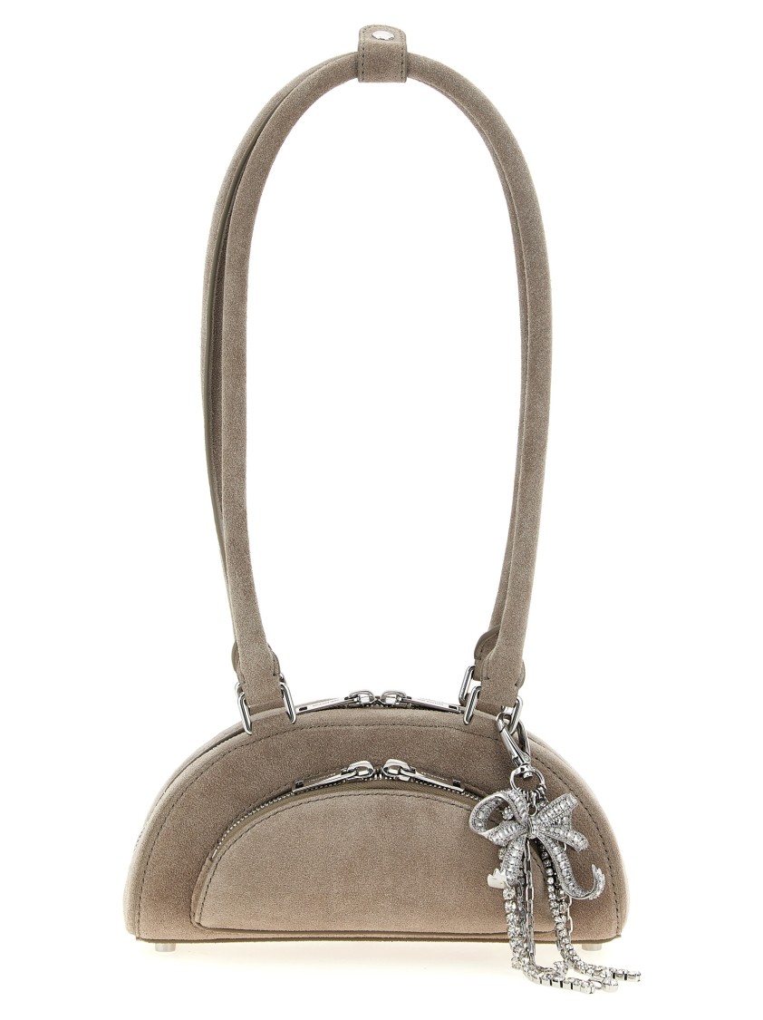 Self-portrait 'suede Mini With Charm' Shoulder Bag In Gray
