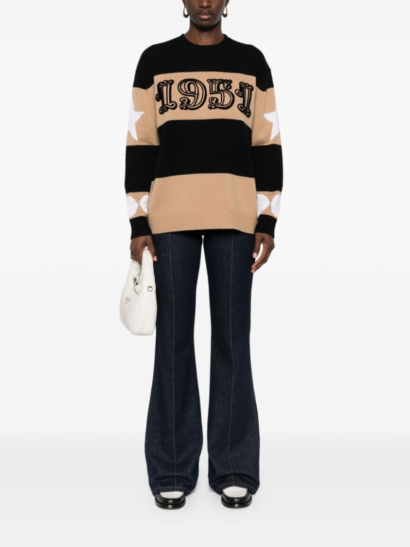 Max Mara Multicolor Dirce 1951-motif Striped Jumper In Black