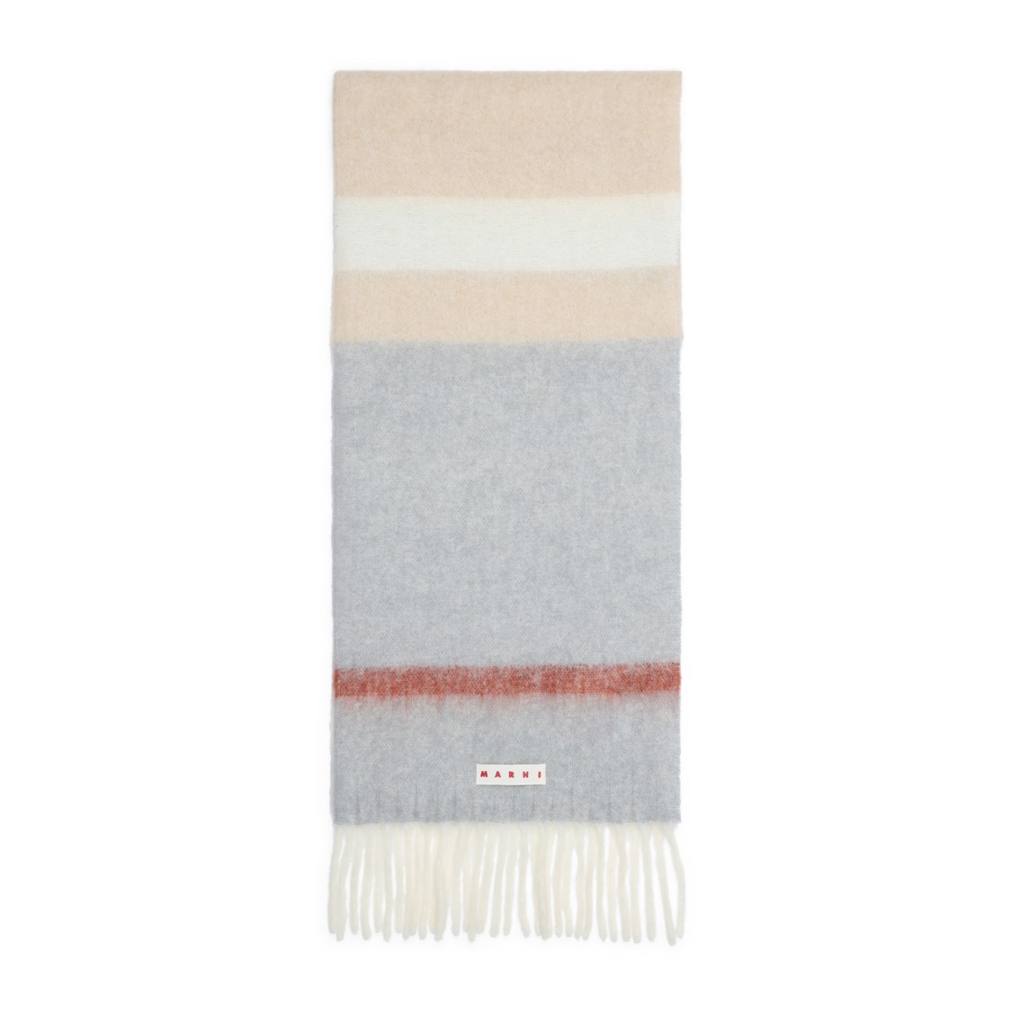 Marni Multicolor Alpaca And Mohair Scarf In White
