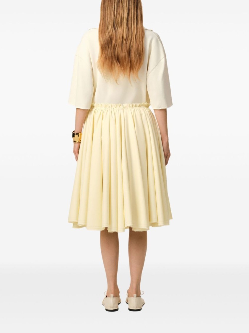 Ami Alexandre Mattiussi Ami Flowing Poppy Cream Wool Pleated Skirt In Multi