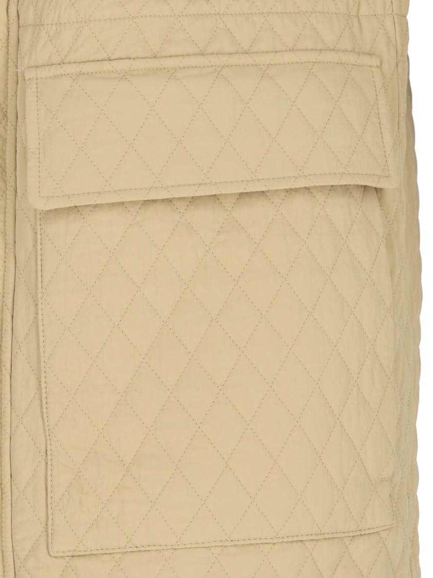 Burberry Quilted Nylon Jacket With Check Hood In Neutrals
