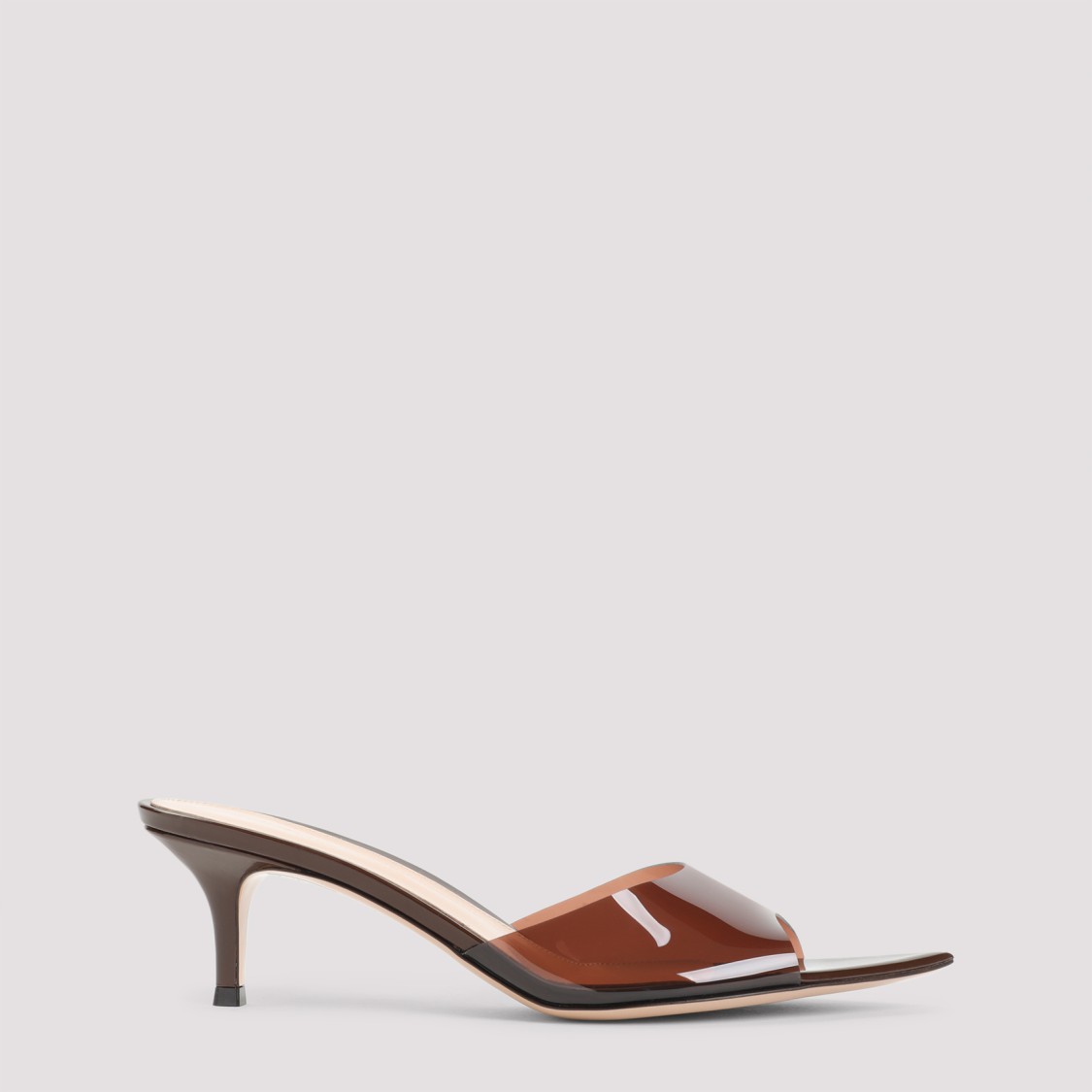 Gianvito Rossi Womens Brown Elle Leather And Pvc Heeled Mules