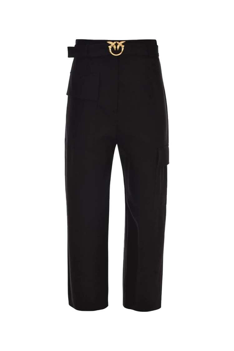 Shop Pinko Black Cropped Trousers