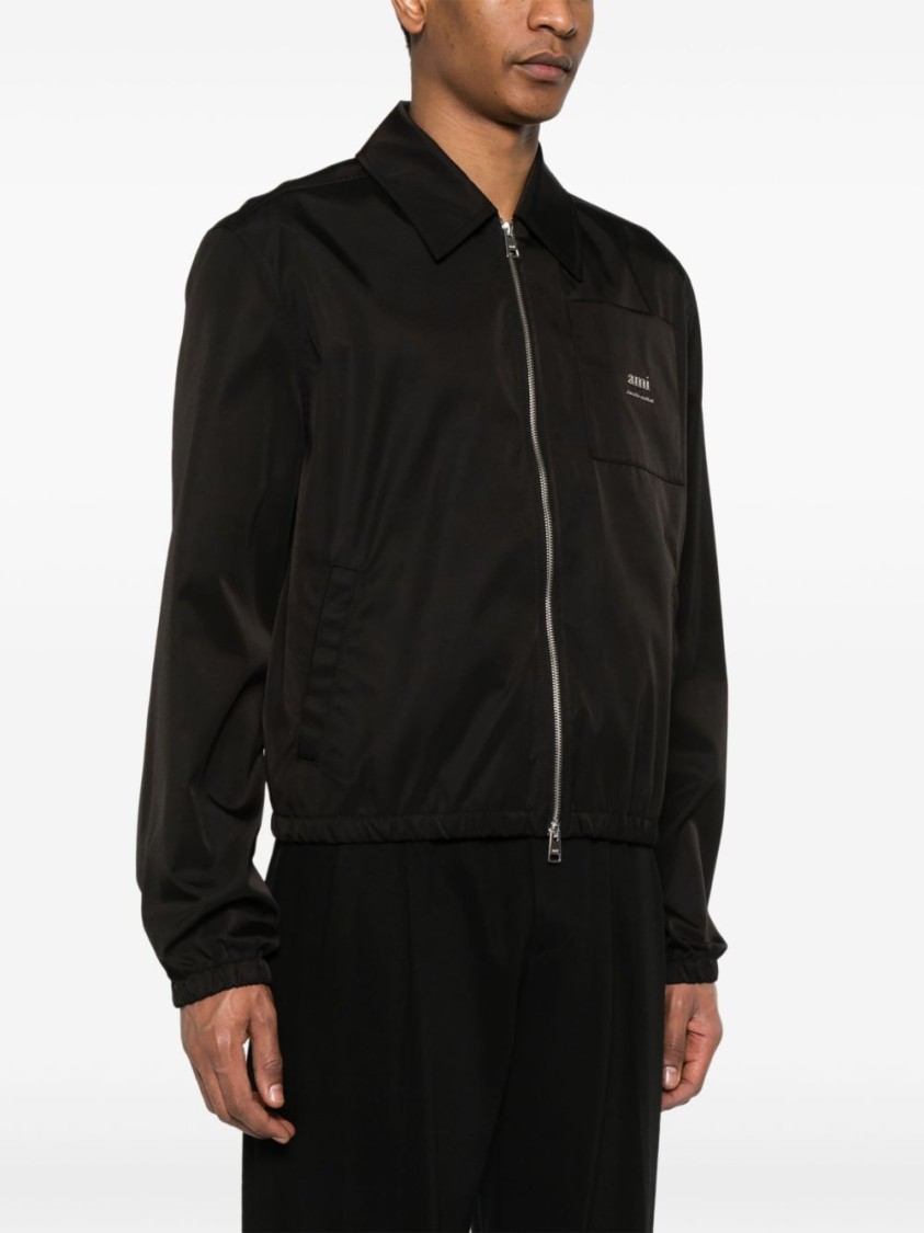 Ami Alexandre Mattiussi Ami Sleek Black Jacket With Versatile Two-way Zip In Black