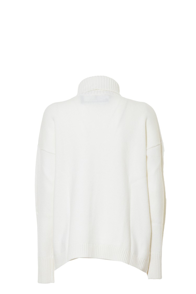 Blumarine Butter White Cashmere Turtleneck Sweater In White