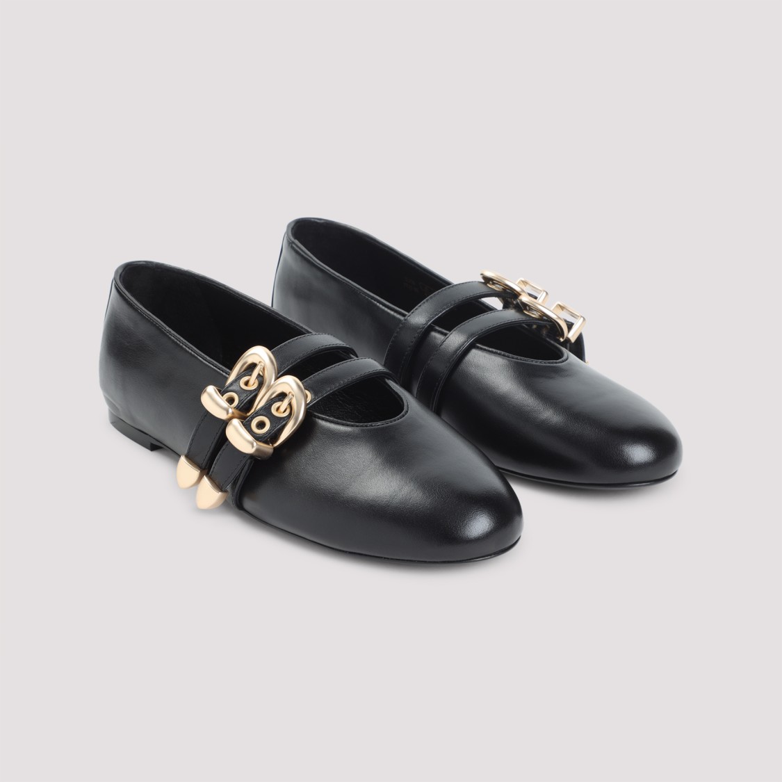 Stuart Weitzman Rounded Toe Pumps With Double Buckle Detail In Black