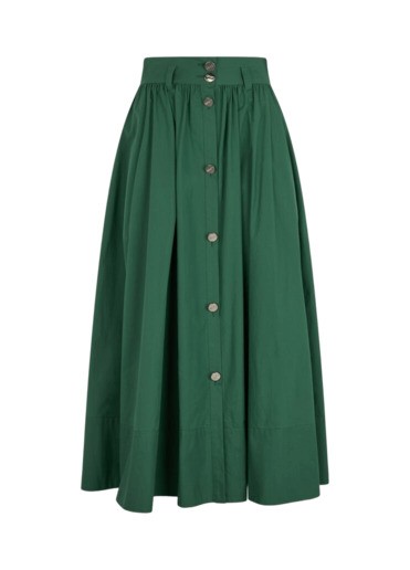 Liu •jo Liu Jo High-waisted Flared Midi Skirt With Button Closure In Green